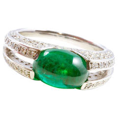 3.35 Carat Colombian Emerald Diamond Platinum Ring