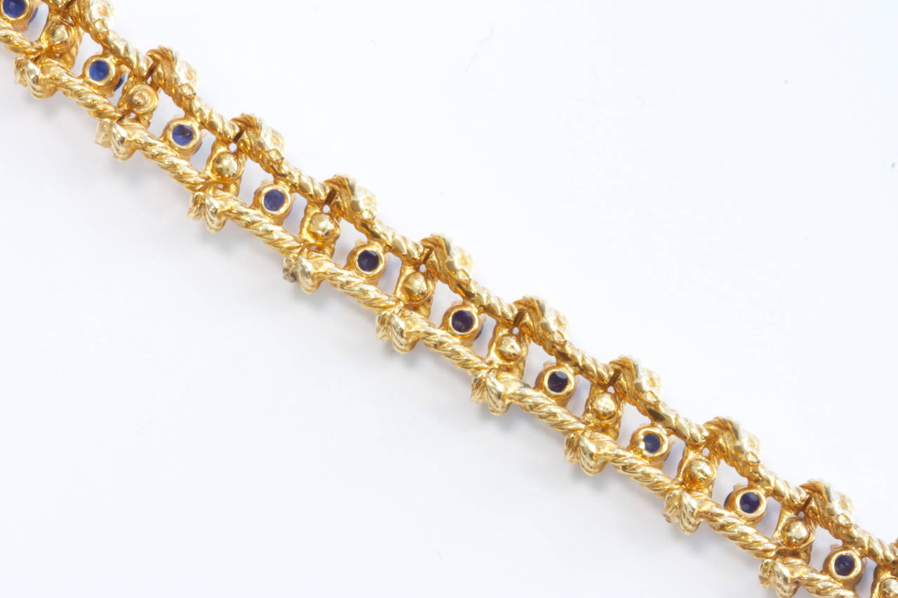Tiffany & Co. Sapphire Gold Line Bracelet In Excellent Condition In Beverly Hills, CA