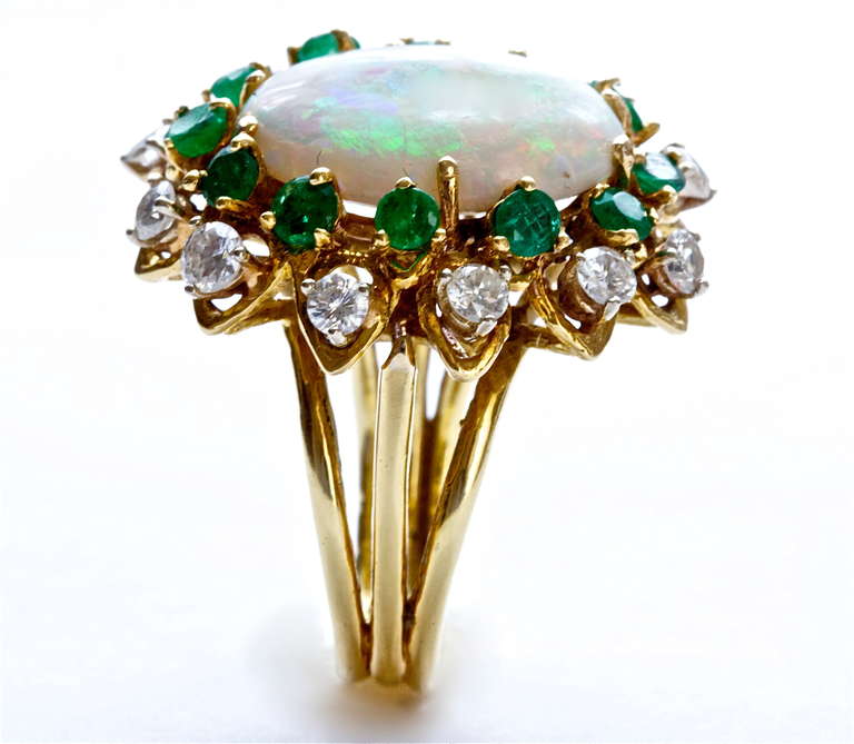 Opal Emerald and Diamond Ring In Good Condition In Beverly Hills, CA