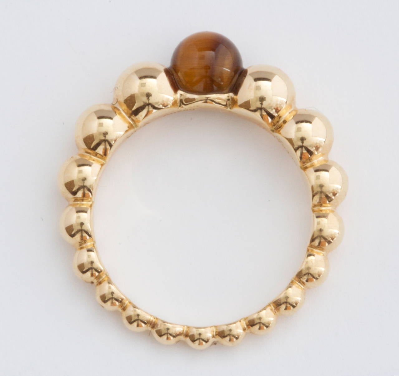 Van Cleef & Arpels Perlee Tigers Eye Gold Ring In Excellent Condition In Beverly Hills, CA