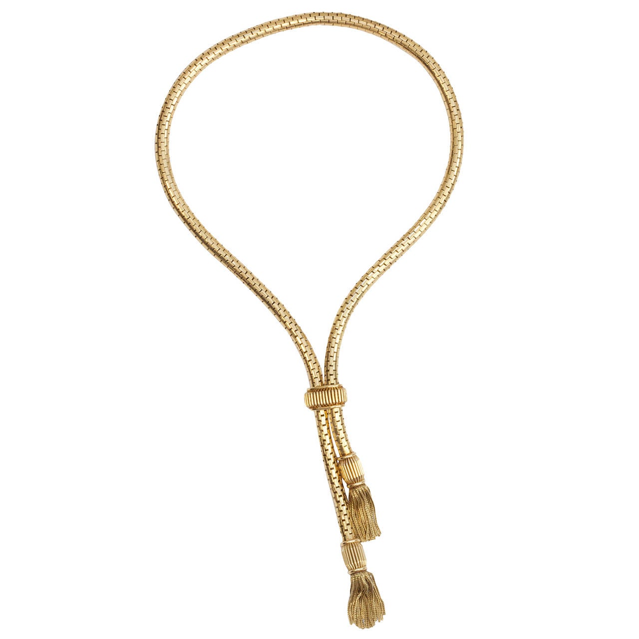 Adjustable French Gold Tassel Necklace at 1stDibs