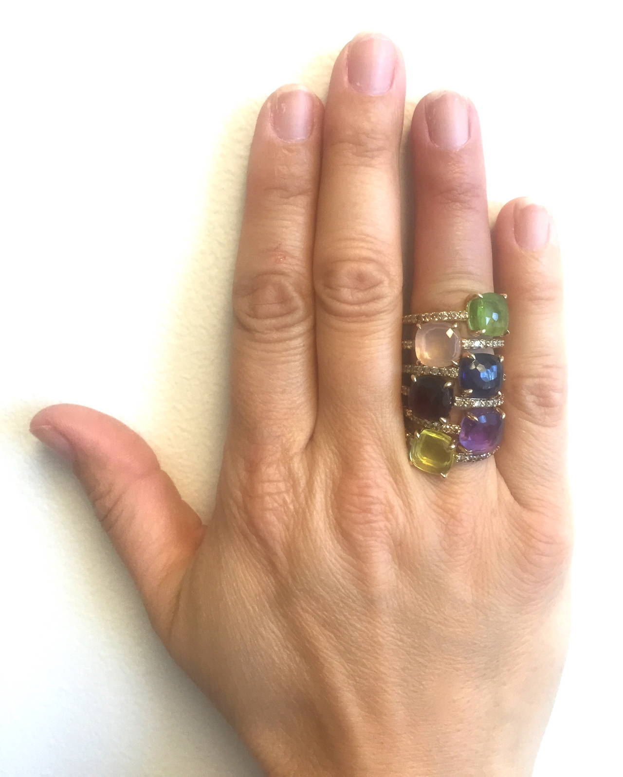 Modern Pomellato Baby Amethyst Diamond Gold Ring