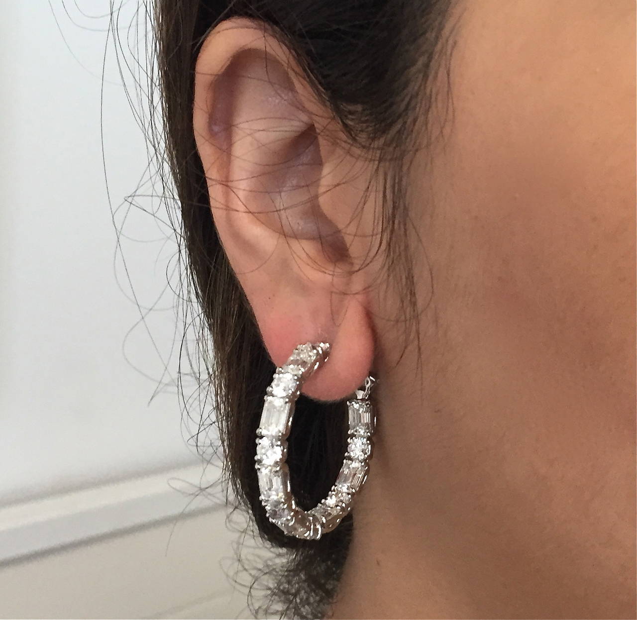 Tiffany & Co. Diamond Platinum Hoop Earrings 1
