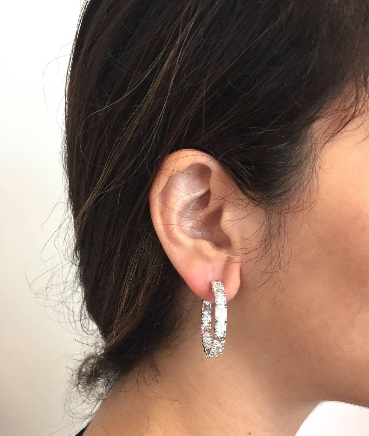 Tiffany & Co. Diamond Platinum Hoop Earrings 2