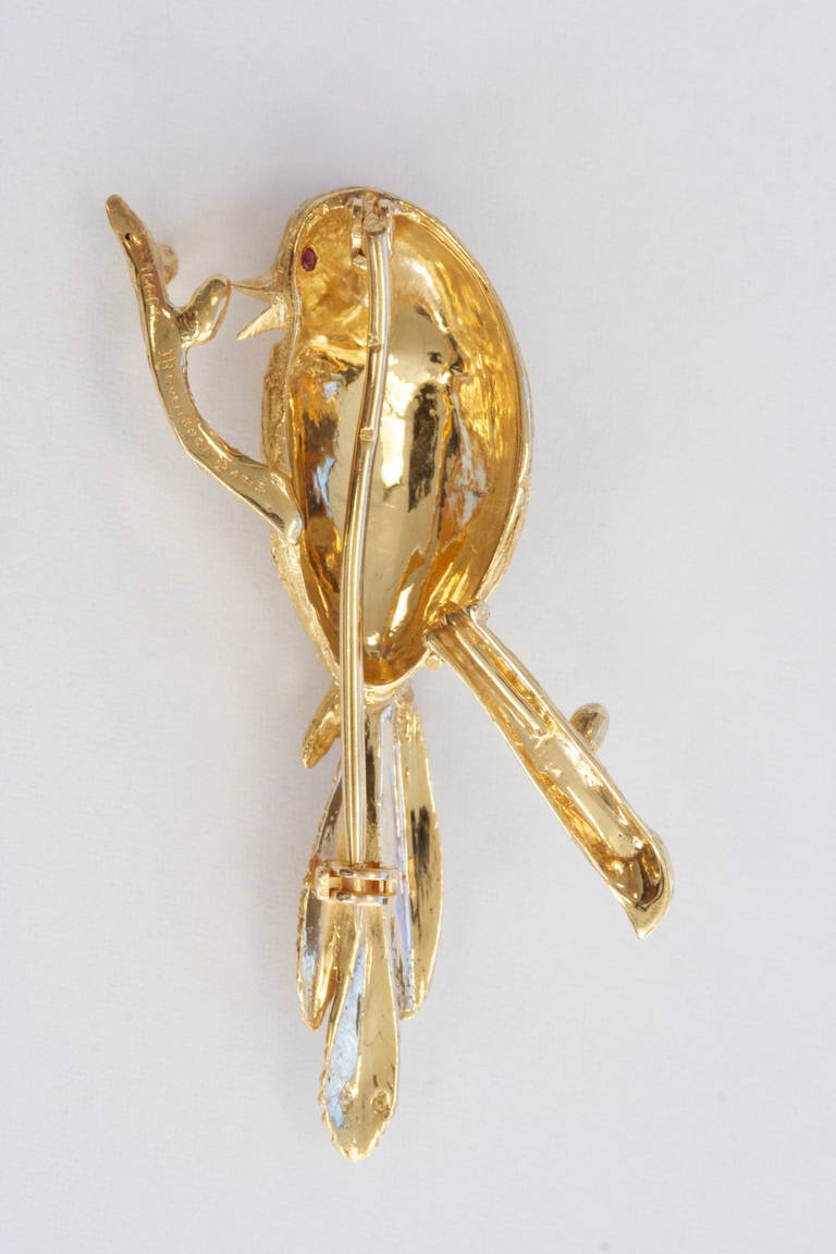 gold bird brooch