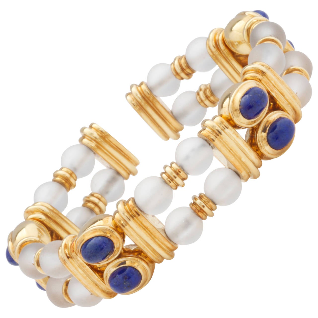 Lovely Boucheron Lapis Lazuli Rock Crystal Gold Bracelet
