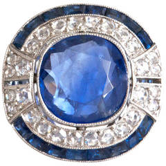Antique Burma No Heat Five Carat Sapphire Diamond Ring