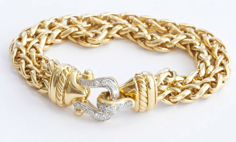 David Yurman Gold and Diamond Bracelet In Excellent Condition In Beverly Hills, CA