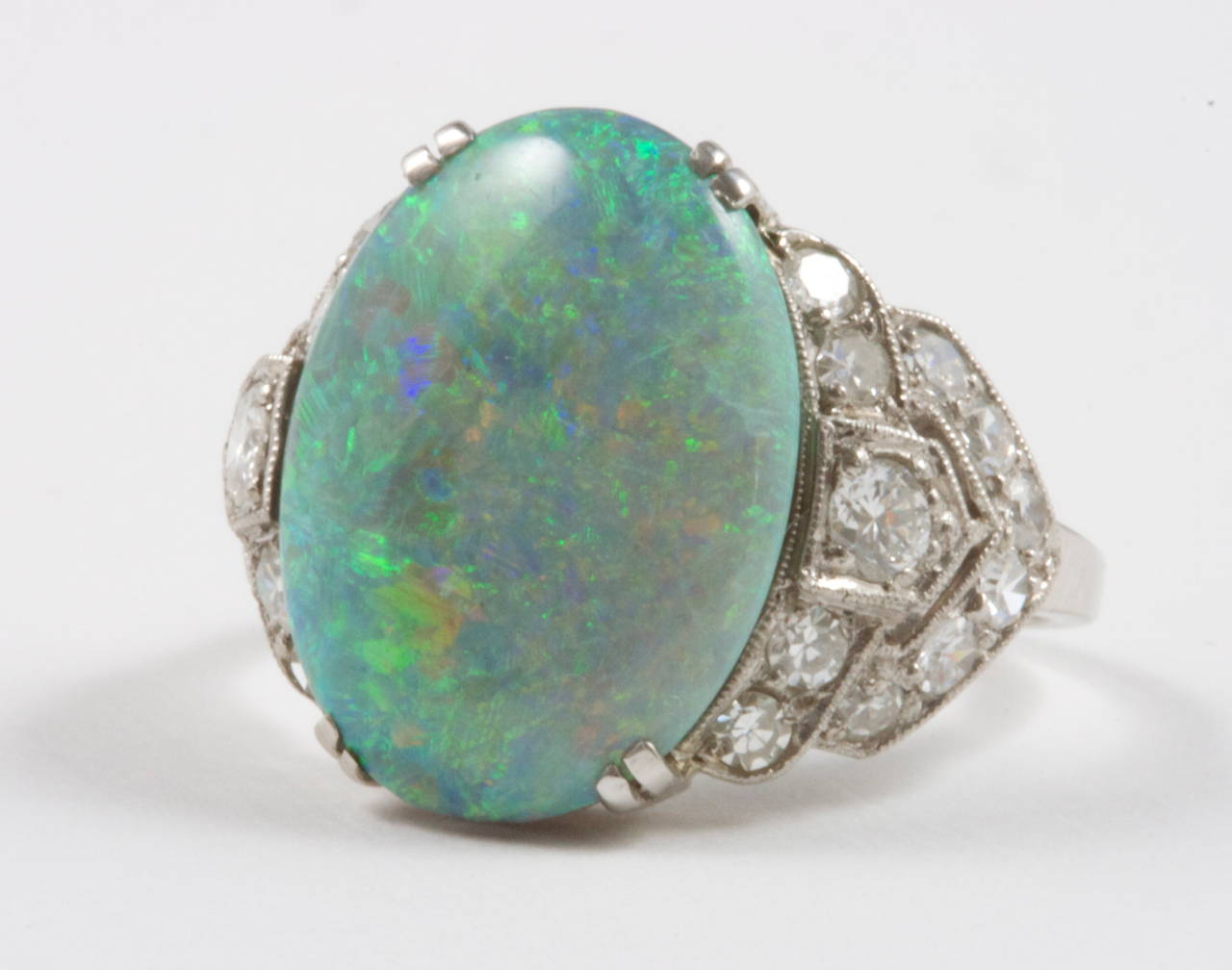 GIA Natural Opal Diamond Platinum Ring