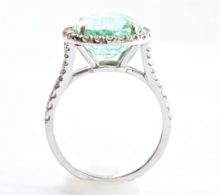 Women's Rare Natural 6.02 Carat Paraiba Diamond Platinum Ring