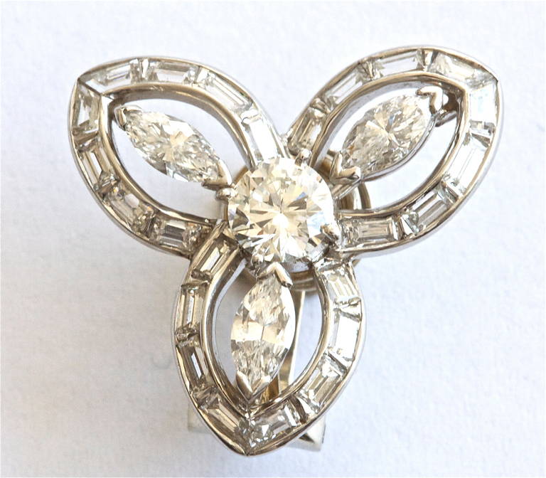 Trabert and Hoeffer Mauboussin Diamant-Platin-Ohrringe