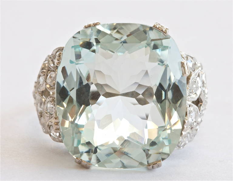 Aquamarine Diamond Gold Ring