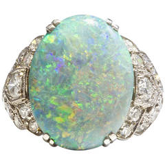 GIA Natural Opal Diamond Platinum Ring