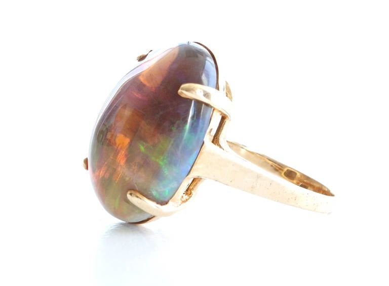 Women's Black Opal Gold Ring