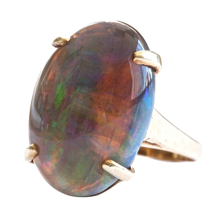 Black Opal Gold Ring