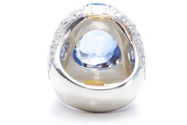 32 Carat Natural Sapphire Diamond Platinum Ring 2