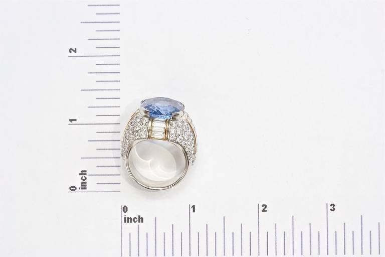 32 Carat Natural Sapphire Diamond Platinum Ring 3