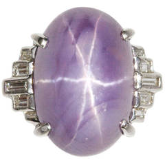 Art Deco Lavender Star Sapphire Platinum Ring