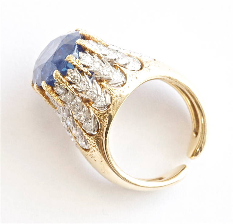 Women's Magnificent Buccellati Natural Sapphire Diamond Gold Ring