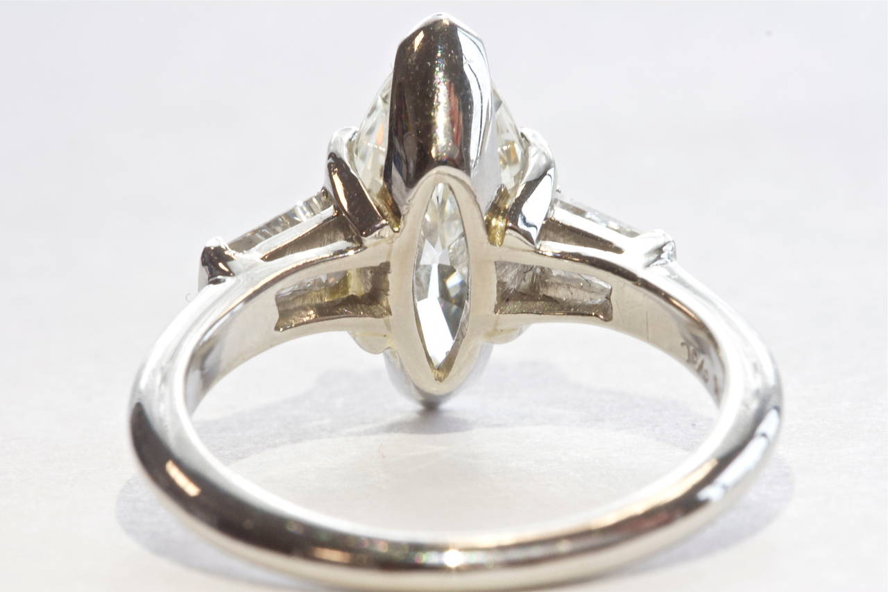 1.62 Carat Marquise Diamond Platinum Ring 1