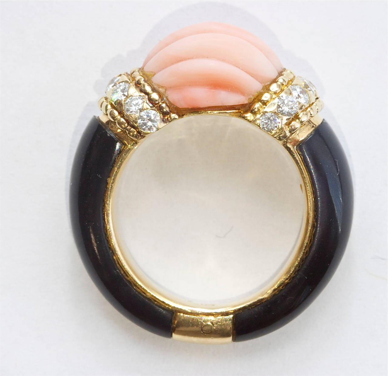 Women's Boucheron Coral Onyx Diamond Gold Ring