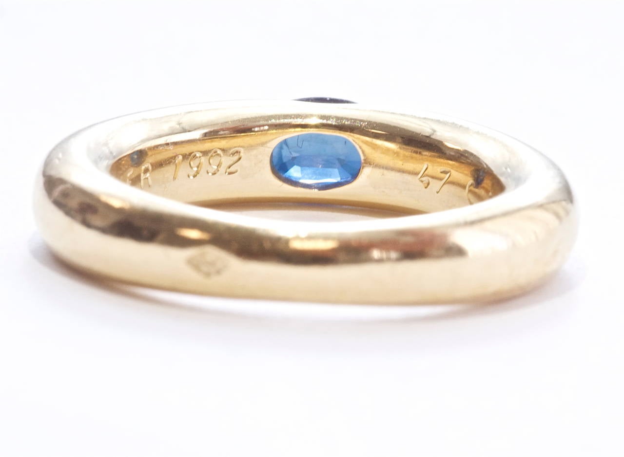 Cartier Ellipse Sapphire Gold Ring In New Condition In Beverly Hills, CA