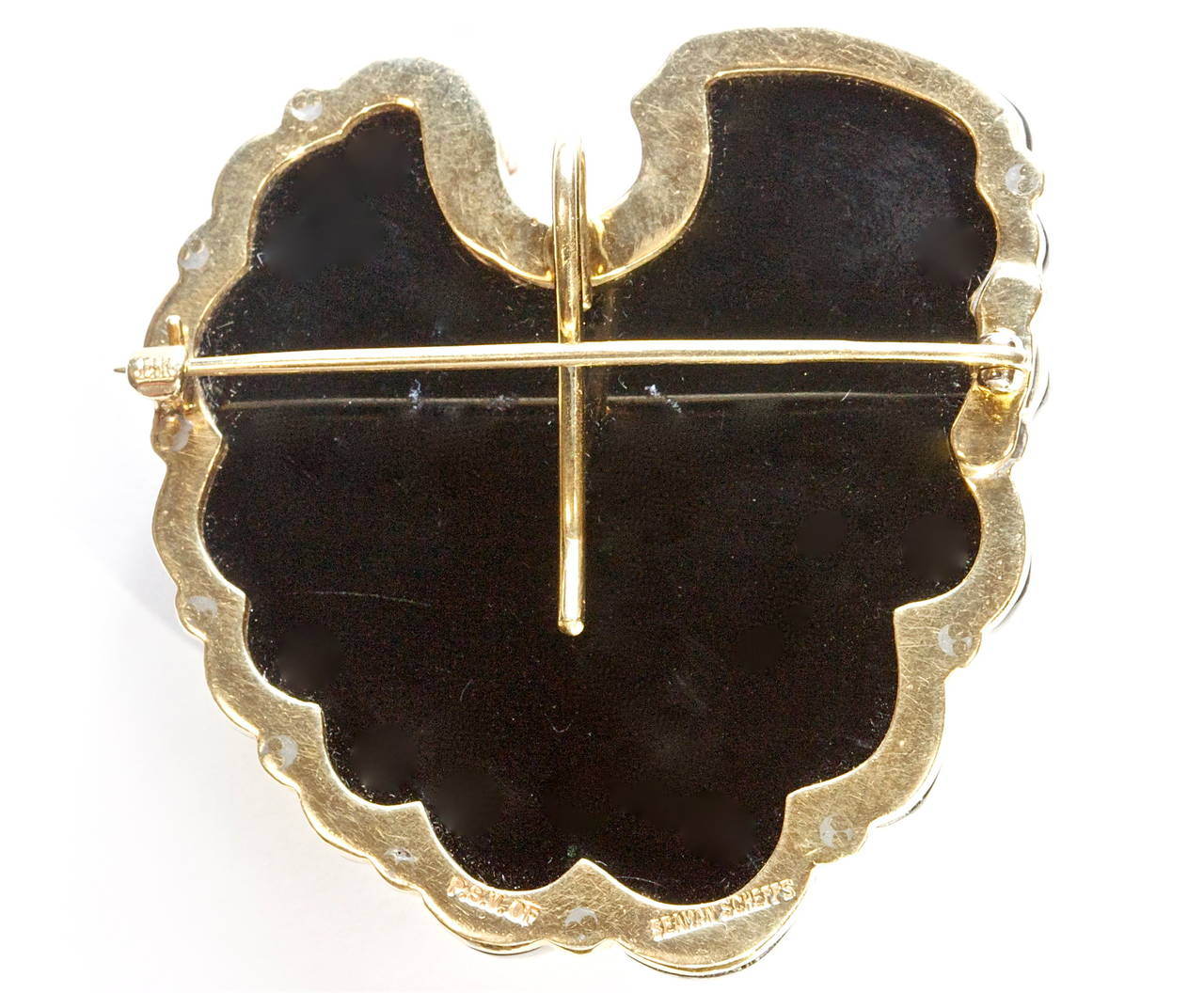Seaman Schepps Onyx Gold Brooch Pendant