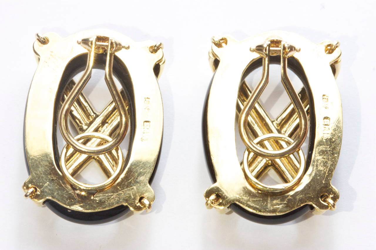 Emis X Onyx Gold Earrings In Excellent Condition In Beverly Hills, CA