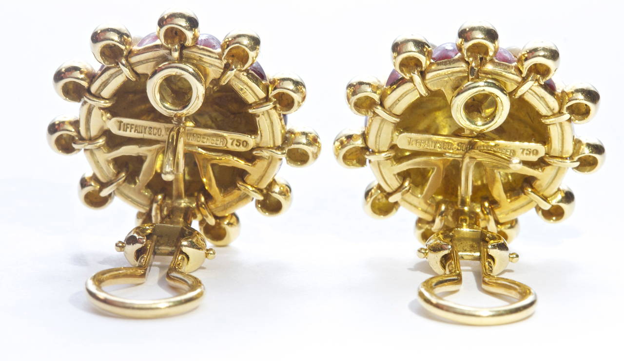 Tiffany & Co. Schlumberger Enamel Gold Earrings In New Condition In Beverly Hills, CA