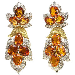 Citrine Diamond Gold Earrings