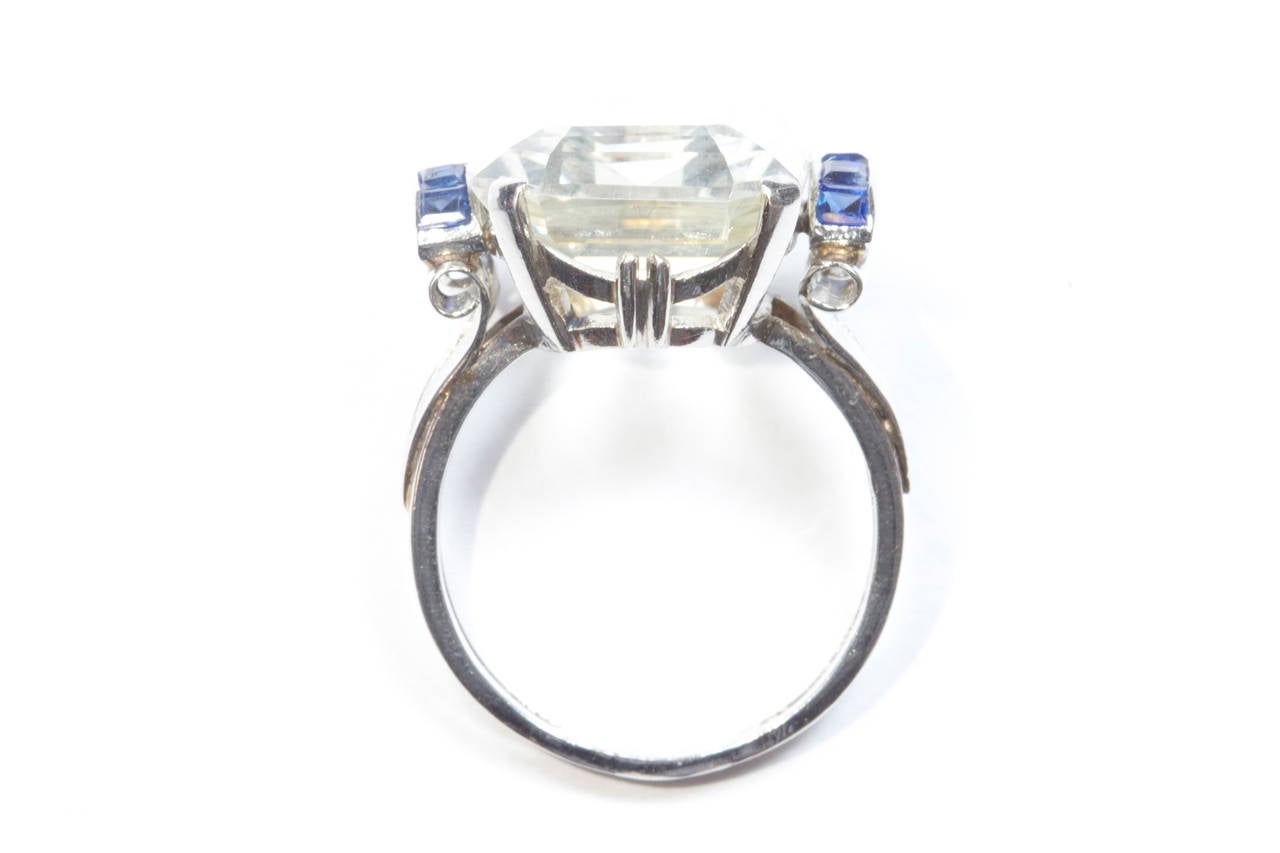 Women's Natural Aquamarine Sapphire Platinum Ring