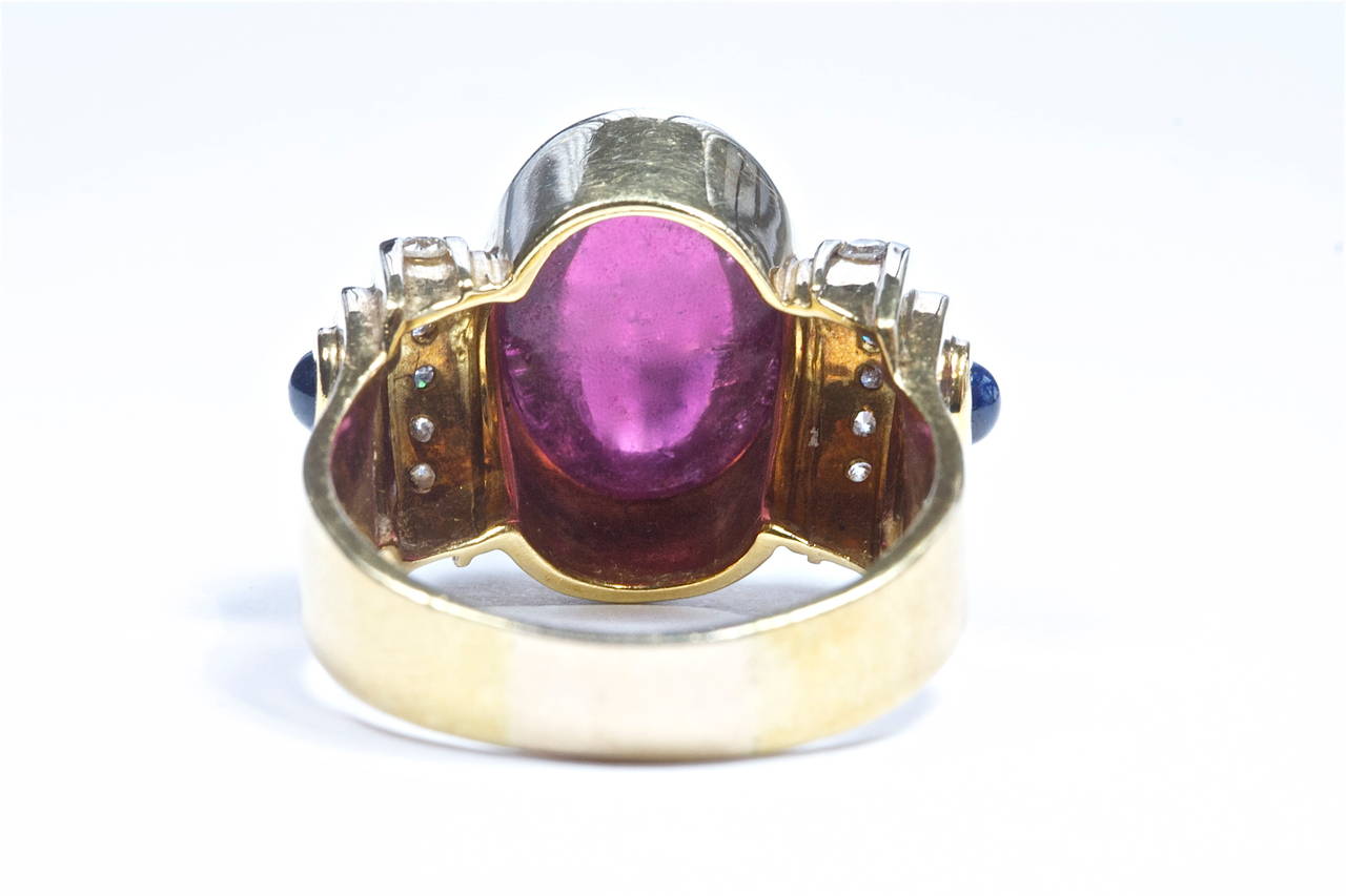 Lagos Tourmaline Sapphire Diamond Gold Ring 1