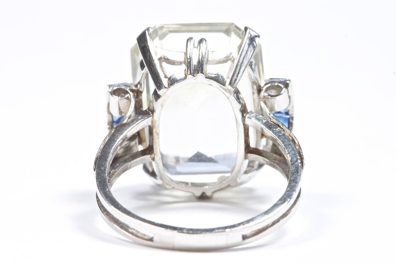 Natural Aquamarine Sapphire Platinum Ring 1