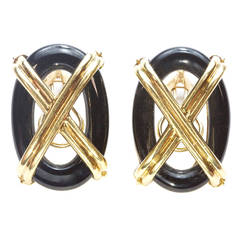Emis X Onyx Gold Earrings