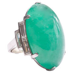 Art Deco 50 Carat Emerald Platinum Ring
