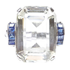 Natural Aquamarine Sapphire Platinum Ring