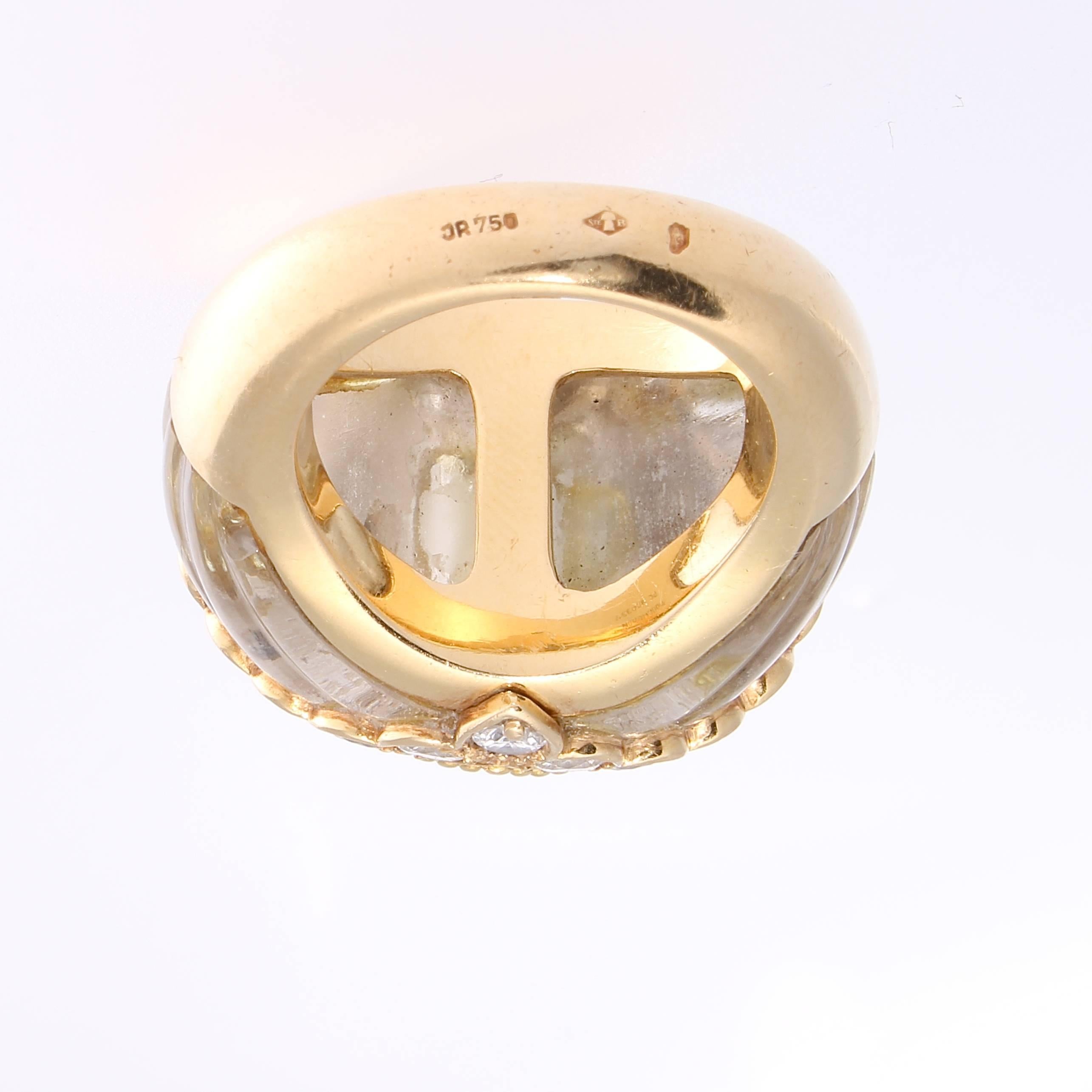 Boucheron Onyx Rock Crystal Diamond Gold Cocktail Ring 1