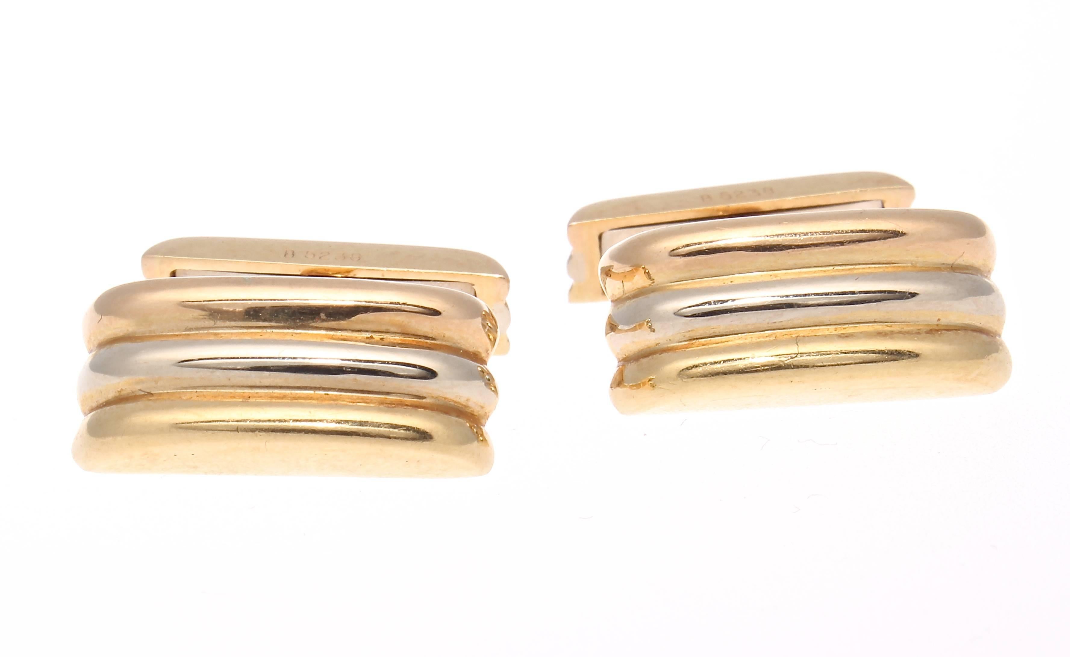 Modern Cartier Tri-Color Gold Cufflinks