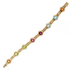 Bulgari Multicolored Gemstone Gold Bracelet