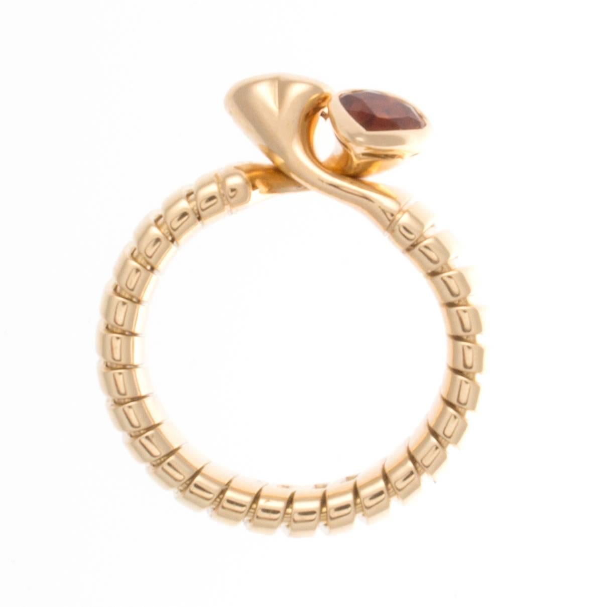 Bulgari Two Stone Heart Gold Ring In Excellent Condition In Beverly Hills, CA
