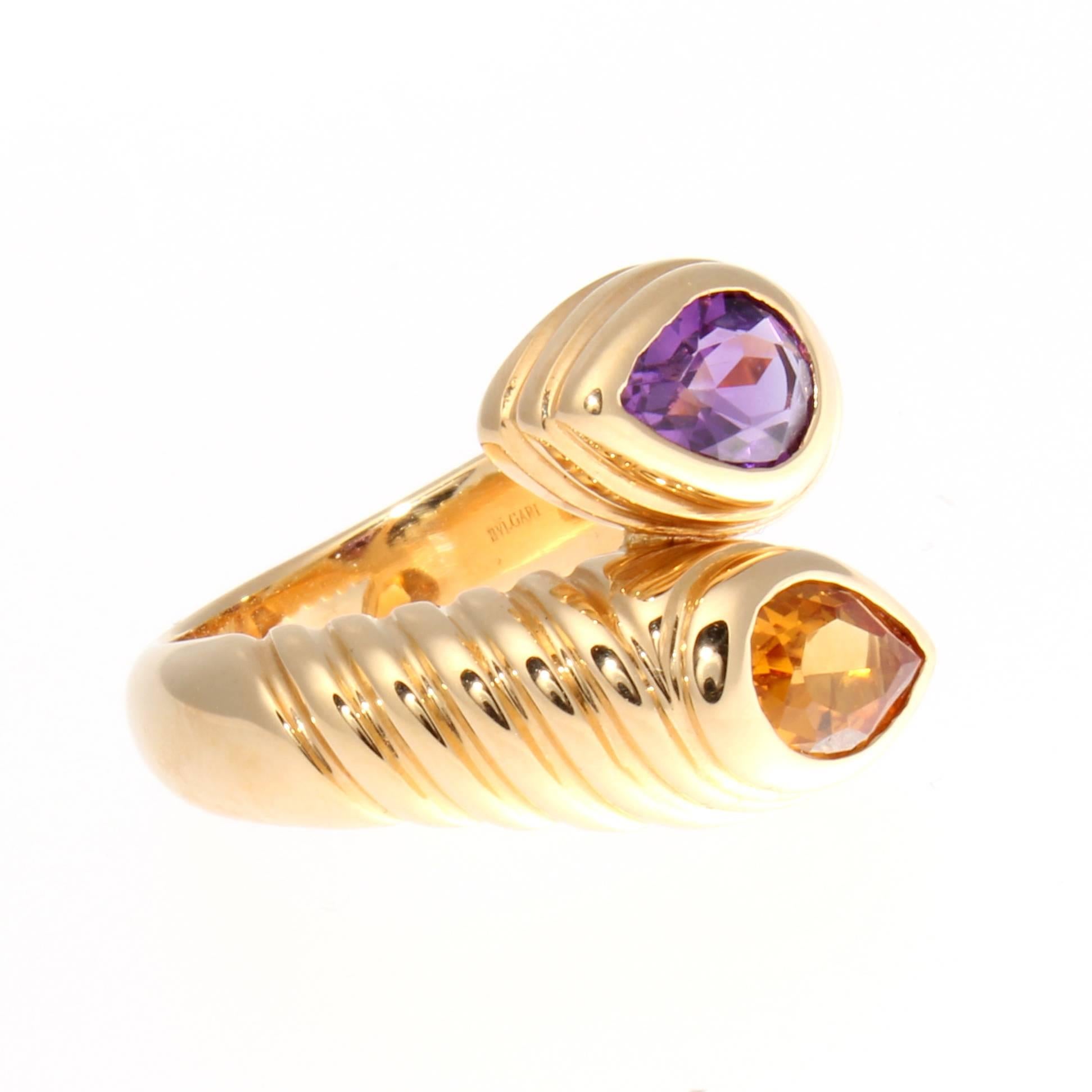 Modern Bulgari Two Stone Snake Ring