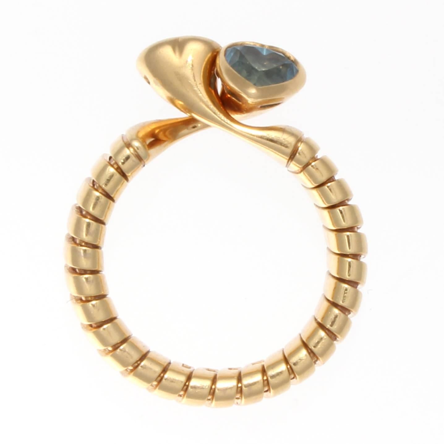 Bulgari Double Heart Gold Ring In Excellent Condition In Beverly Hills, CA