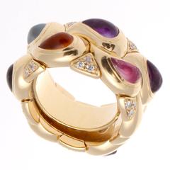 Chopard Multicolored Gemstone Diamond Gold Ring