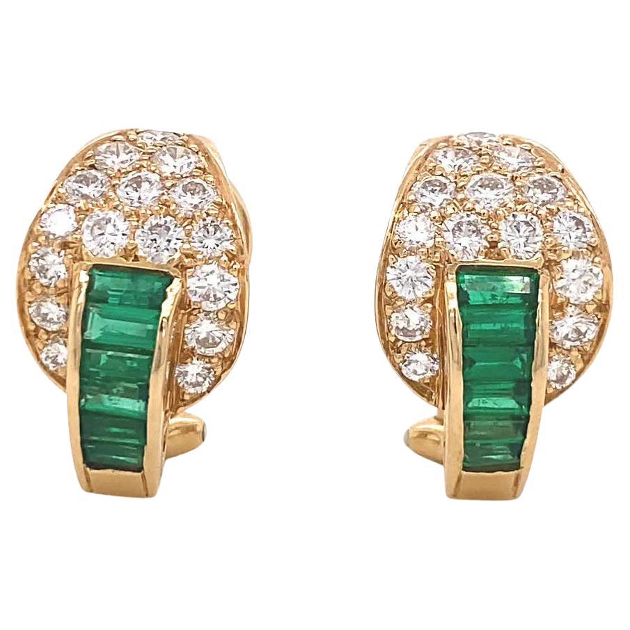 Oscar Heyman Brothers Emerald Diamond 18 Karat Gold Earrings