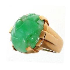 French Carved Jade Gold Ring