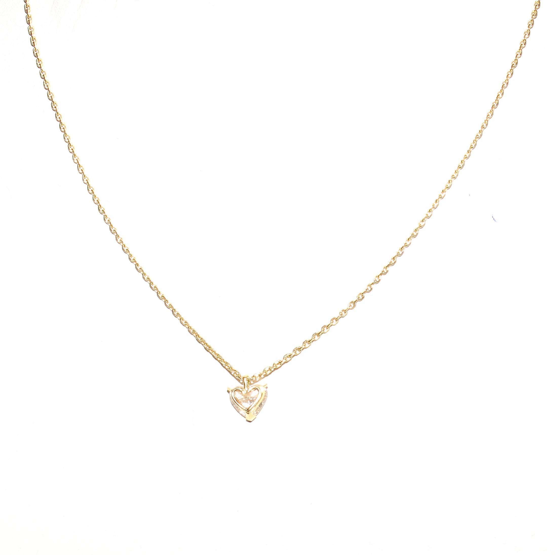 The ultimate sign of love and affection from Fred Paris. This necklace features a 1.11 carat heart-shaped diamond pendant that has been GIA certified as G color SI2 clarity. Crafted in 18k gold. Signed Fred.
