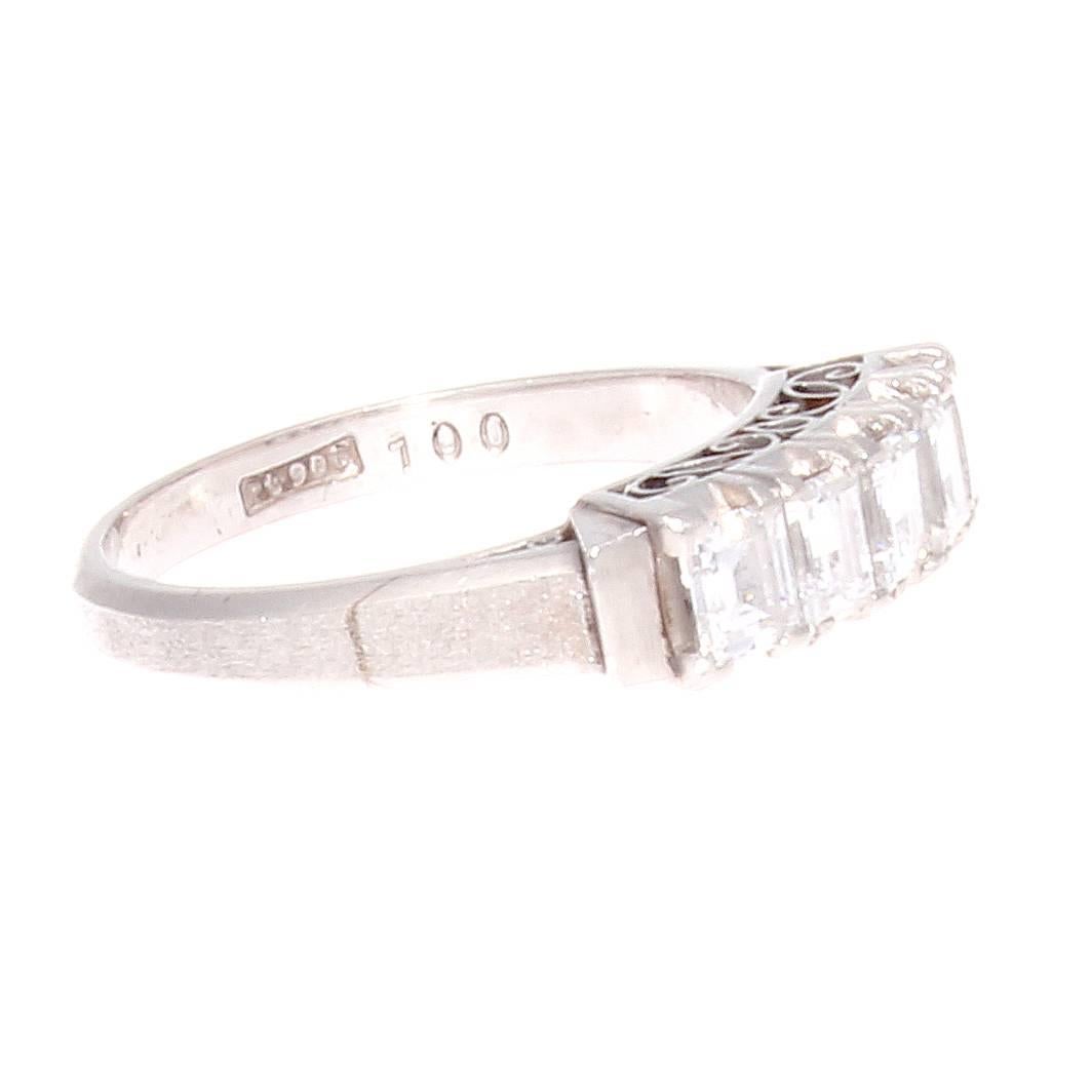 Emerald Cut Diamond Gold Band Ring In Excellent Condition In Beverly Hills, CA