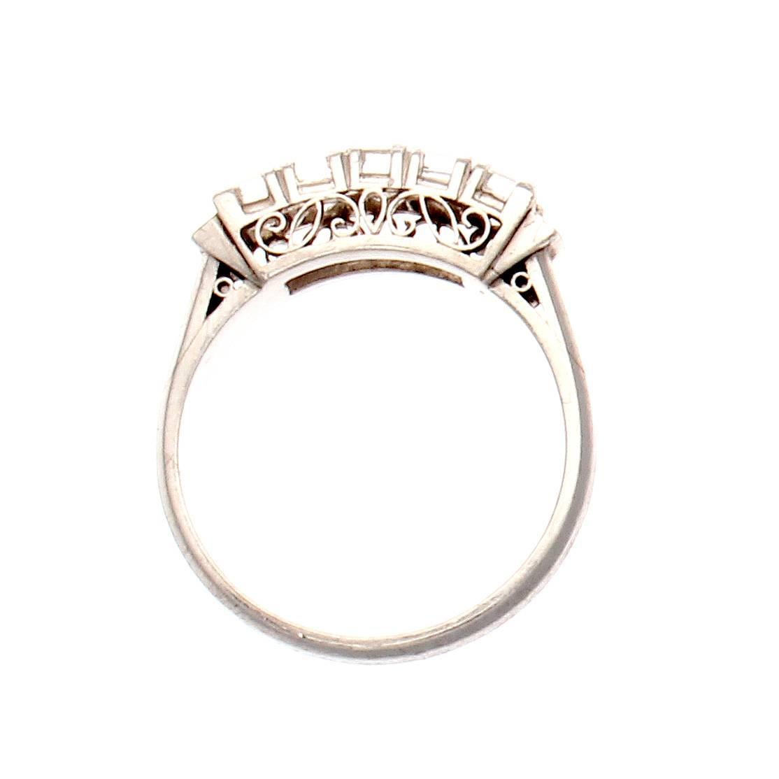 Emerald Cut Diamond Gold Band Ring 1