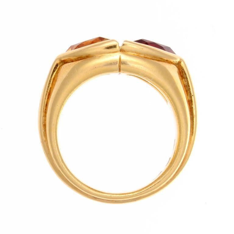 Women's Bulgari Citrine Topaz Gold Two Stone Ring