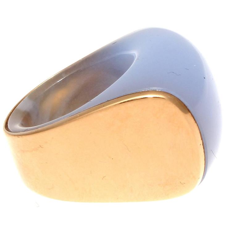 Vhernier Chalcedony Gold Plateau Ring at 1stDibs | gold chalcedony ring
